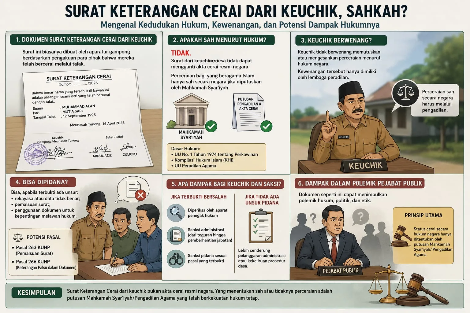 Kontroversi Surat Cerai Keuchik: Apakah Sah Menurut Hukum dan Bisakah Aparatur Gampong Dipidana?