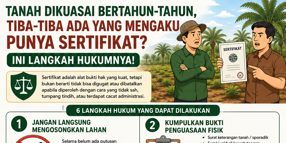 Tanah Dikuasai Lama, Tiba-Tiba Muncul Sertifikat: Ini Langkah Hukumnya